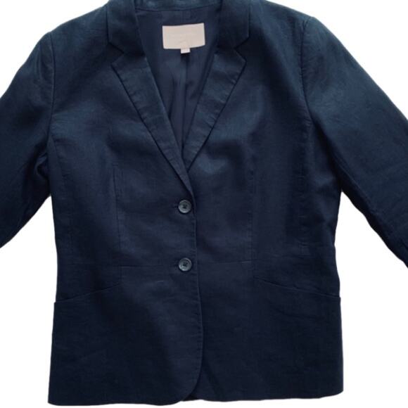 Banana Republic Factory Blazer Jacket Navy Blue Linen Lightweight Career Size 10 - Picture 11 of 12